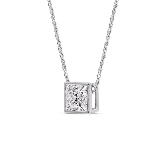 Princess Diamond Bezel Set Solitaire Pendant
