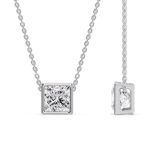 Princess Diamond Bezel Set Solitaire Pendant