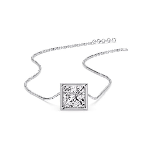 Princess Diamond Bezel Set Solitaire Pendant