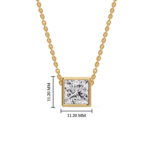 Princess Diamond Bezel Set Solitaire Pendant