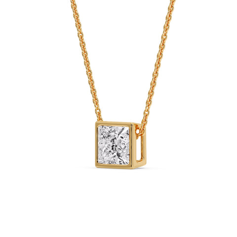 Princess Diamond Bezel Set Solitaire Pendant