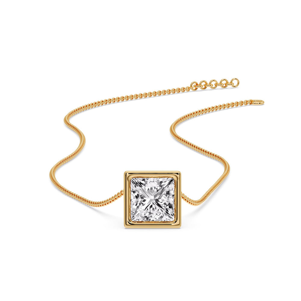 Princess Diamond Bezel Set Solitaire Pendant