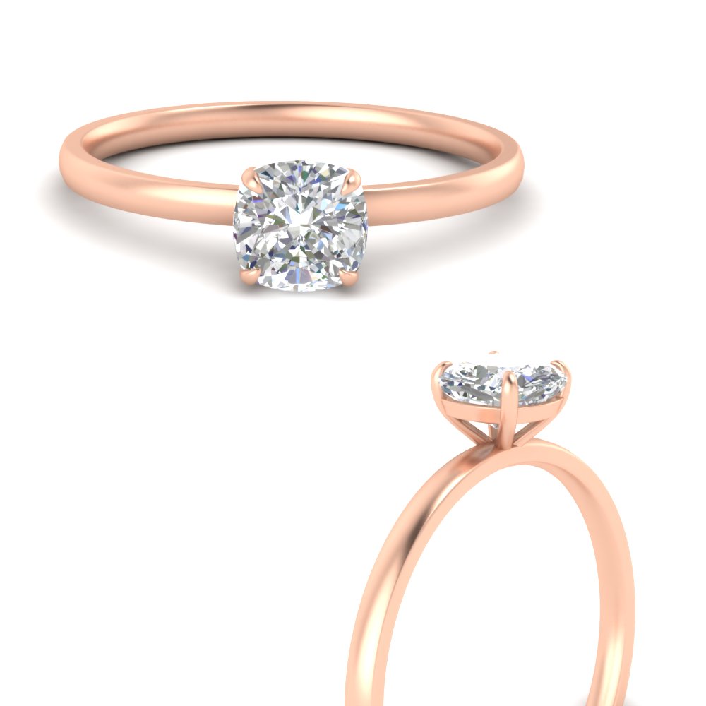 Cushion Cut 4 Prong Classic Solitaire Ring