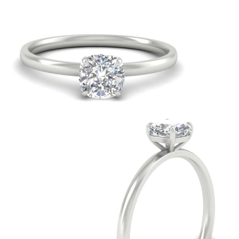 Cushion Cut 4 Prong Classic Solitaire Ring