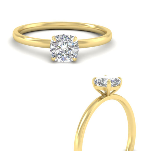 Cushion Cut 4 Prong Classic Solitaire Ring