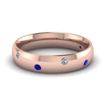 Load image into Gallery viewer, classic-dome-diamond-comfort-fit-wedding-ring-for-men-with-blue-sapphire-in-14k-rose-gold-fd1092bgsabl-nl-rg
