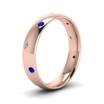 Load image into Gallery viewer, classic-dome-diamond-comfort-fit-wedding-ring-for-men-with-blue-sapphire-in-14k-rose-gold-fd1092bgsabl-nl-rg
