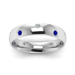 Load image into Gallery viewer, classic-dome-diamond-comfort-fit-wedding-ring-for-men-with-blue-sapphire-in-14k-white-gold-fd1092bgsabl-nl-wg
