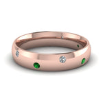 Load image into Gallery viewer, classic-dome-diamond-comfort-fit-wedding-ring-for-men-with-emerald-in-14k-rose-gold-fd1092bgemgr-nl-rg

