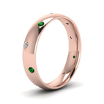 Load image into Gallery viewer, classic-dome-diamond-comfort-fit-wedding-ring-for-men-with-emerald-in-14k-rose-gold-fd1092bgemgr-nl-rg
