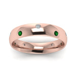 Load image into Gallery viewer, classic-dome-diamond-comfort-fit-wedding-ring-for-men-with-emerald-in-14k-rose-gold-fd1092bgemgr-nl-rg
