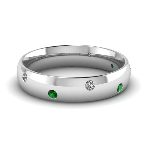 classic-dome-diamond-comfort-fit-wedding-ring-for-men-with-emerald-in-14k-white-gold-fd1092bgemgr-nl-wg