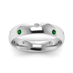 Load image into Gallery viewer, classic-dome-diamond-comfort-fit-wedding-ring-for-men-with-emerald-in-14k-white-gold-fd1092bgemgr-nl-wg
