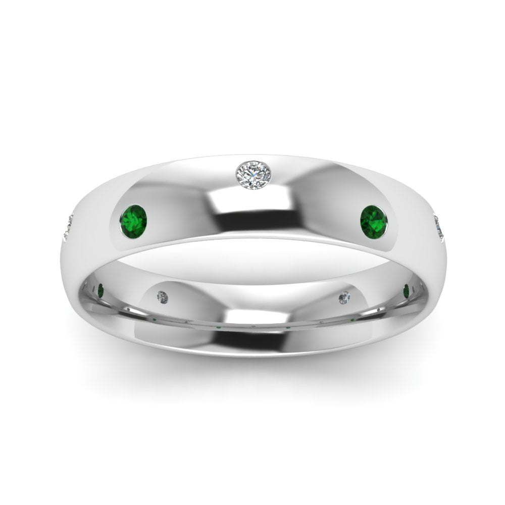 classic-dome-diamond-comfort-fit-wedding-ring-for-men-with-emerald-in-14k-white-gold-fd1092bgemgr-nl-wg
