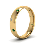 Load image into Gallery viewer, classic-dome-diamond-comfort-fit-wedding-ring-for-men-with-emerald-in-14k-yellow-gold-fd1092bgemgr-nl-yg
