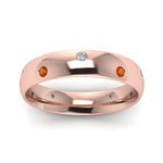 Load image into Gallery viewer, classic-dome-diamond-comfort-fit-wedding-ring-for-men-with-orange-sapphire-in-14k-rose-gold-fd1092bgsaor-nl-rg

