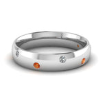Load image into Gallery viewer, classic-dome-diamond-comfort-fit-wedding-ring-for-men-with-orange-sapphire-in-14k-white-gold-fd1092bgsaor-nl-wg
