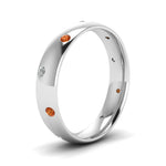 Load image into Gallery viewer, classic-dome-diamond-comfort-fit-wedding-ring-for-men-with-orange-sapphire-in-14k-white-gold-fd1092bgsaor-nl-wg
