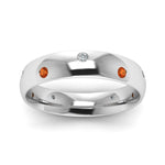 Load image into Gallery viewer, classic-dome-diamond-comfort-fit-wedding-ring-for-men-with-orange-sapphire-in-14k-white-gold-fd1092bgsaor-nl-wg
