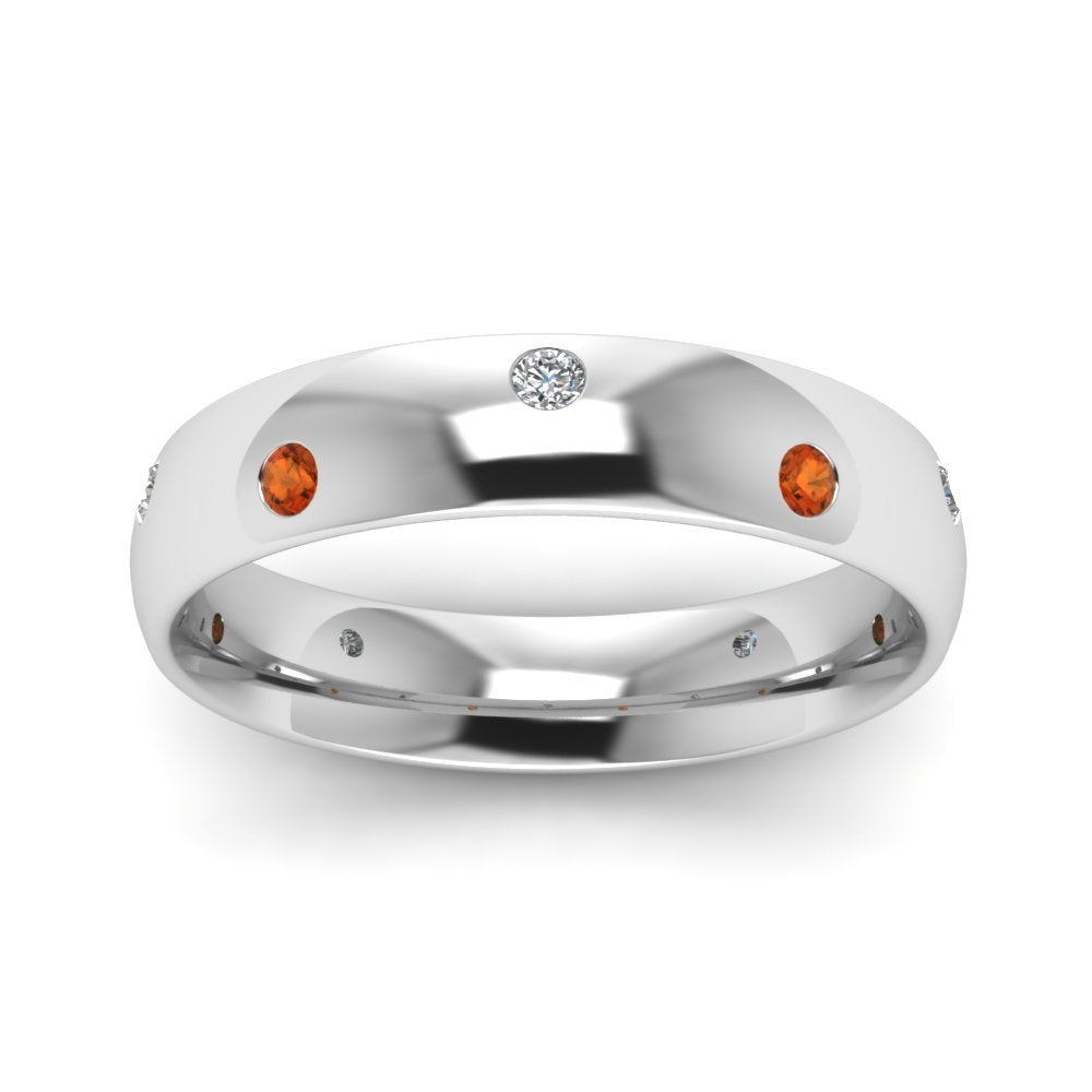 classic-dome-diamond-comfort-fit-wedding-ring-for-men-with-orange-sapphire-in-14k-white-gold-fd1092bgsaor-nl-wg