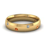 Load image into Gallery viewer, classic-dome-diamond-comfort-fit-wedding-ring-for-men-with-orange-sapphire-in-14k-yellow-gold-fd1092bgsaor-nl-yg

