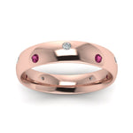 Load image into Gallery viewer, classic-dome-diamond-comfort-fit-wedding-ring-for-men-with-pink-sapphire-in-14k-rose-gold-fd1092bgsadrpi-nl-rg
