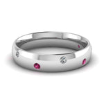 Load image into Gallery viewer, classic-dome-diamond-comfort-fit-wedding-ring-for-men-with-pink-sapphire-in-14k-white-gold-fd1092bgsadrpi-nl-wg
