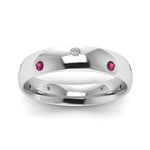 Load image into Gallery viewer, classic-dome-diamond-comfort-fit-wedding-ring-for-men-with-pink-sapphire-in-14k-white-gold-fd1092bgsadrpi-nl-wg
