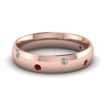 Load image into Gallery viewer, classic-dome-diamond-comfort-fit-wedding-ring-for-men-with-ruby-in-14k-rose-gold-fd1092bgrudr-nl-rg
