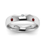 Load image into Gallery viewer, classic-dome-diamond-comfort-fit-wedding-ring-for-men-with-ruby-in-14k-white-gold-fd1092bgrudr-nl-wg
