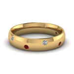 Load image into Gallery viewer, classic-dome-diamond-comfort-fit-wedding-ring-for-men-with-ruby-in-14k-yellow-gold-fd1092bgrudr-nl-yg
