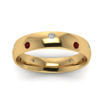 Load image into Gallery viewer, classic-dome-diamond-comfort-fit-wedding-ring-for-men-with-ruby-in-14k-yellow-gold-fd1092bgrudr-nl-yg
