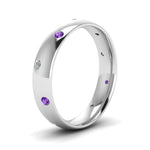 Load image into Gallery viewer, classic-dome-diamond-comfort-fit-wedding-ring-for-men-with-violac-topaz-in-14k-white-gold-fd1092bgvito-nl-wg
