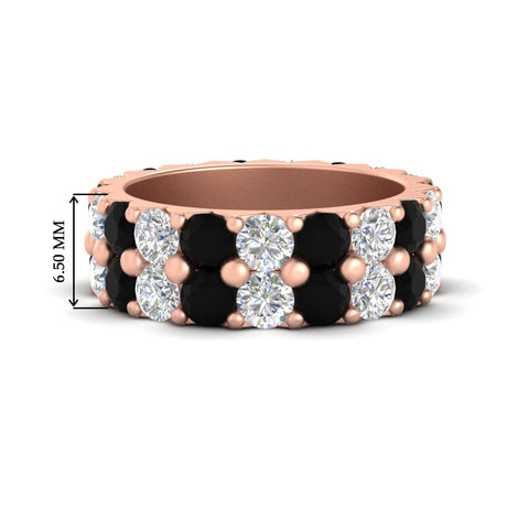 classic-dual-row-diamond-eternity-ring-with-black-diamond-in-rose-gold-FD11378BGBLACK-3.80CT-NL-RG
