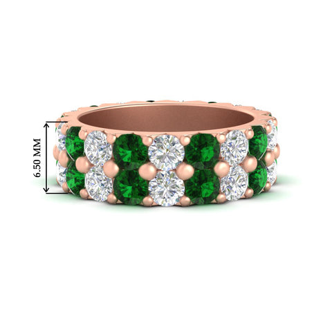 classic-dual-row-diamond-eternity-ring-with-emerald-in-rose-gold-FD11378BGEMGR-3.80CT-NL-RG