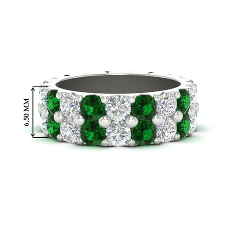 classic-dual-row-diamond-eternity-ring-with-emerald-in-white-gold-FD11378BGEMGR-3.80CT-NL-WG