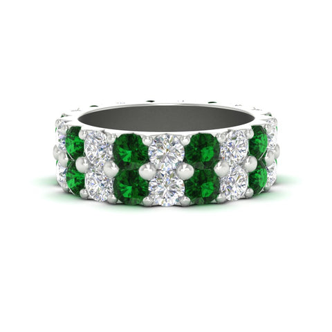 classic-dual-row-diamond-eternity-ring-with-emerald-in-white-gold-FD11378BGEMGR-3.80CT-NL-WG