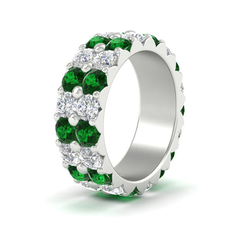 classic-dual-row-diamond-eternity-ring-with-emerald-in-white-gold-FD11378BGEMGR-3.80CT-NL-WG