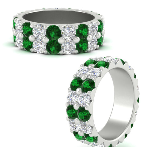 classic-dual-row-diamond-eternity-ring-with-emerald-in-white-gold-FD11378BGEMGR-3.80CT-NL-WG