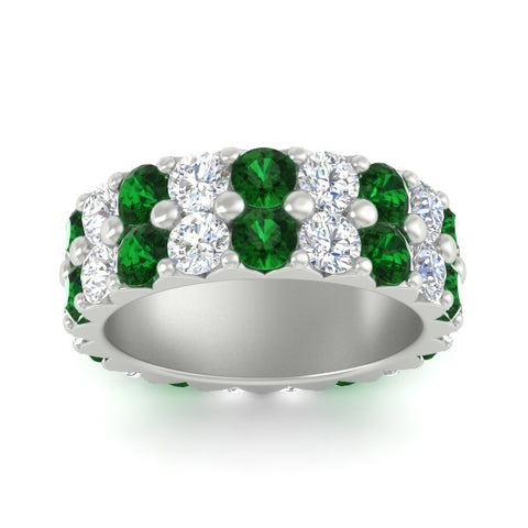 classic-dual-row-diamond-eternity-ring-with-emerald-in-white-gold-FD11378BGEMGR-3.80CT-NL-WG