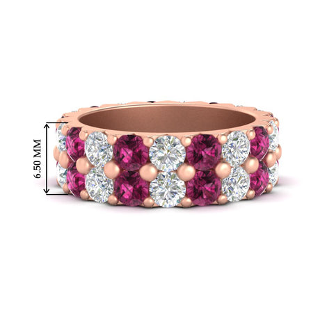 classic-dual-row-diamond-eternity-ring-with-pink-sapphire-in-rose-gold-FD11378BGSADRPI-3.80CT-NL-RG