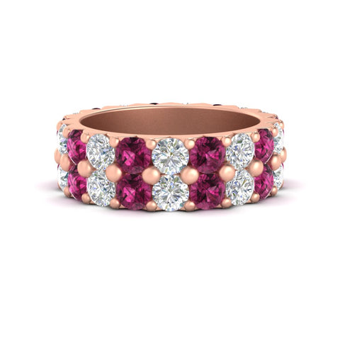 classic-dual-row-diamond-eternity-ring-with-pink-sapphire-in-rose-gold-FD11378BGSADRPI-3.80CT-NL-RG
