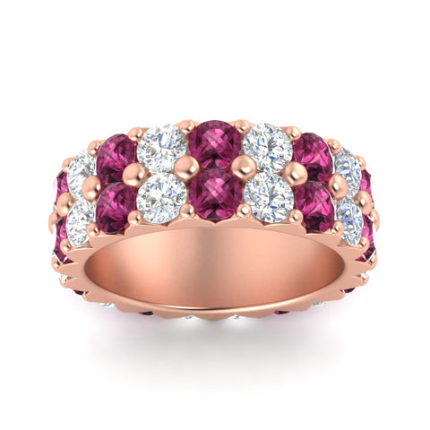 classic-dual-row-diamond-eternity-ring-with-pink-sapphire-in-rose-gold-FD11378BGSADRPI-3.80CT-NL-RG