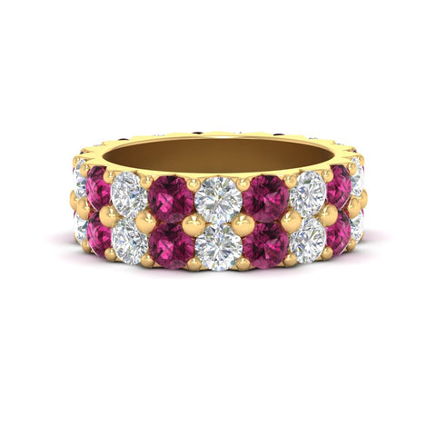 classic-dual-row-diamond-eternity-ring-with-pink-sapphire-in-yellow-gold-FD11378BGSADRPI-3.80CT-NL-YG
