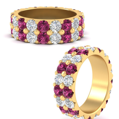 classic-dual-row-diamond-eternity-ring-with-pink-sapphire-in-yellow-gold-FD11378BGSADRPI-3.80CT-NL-YG