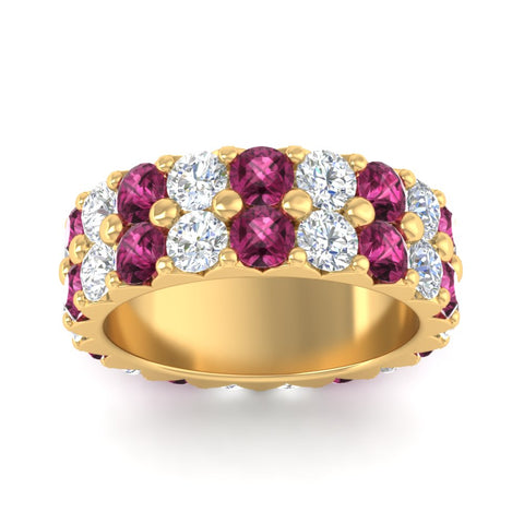 classic-dual-row-diamond-eternity-ring-with-pink-sapphire-in-yellow-gold-FD11378BGSADRPI-3.80CT-NL-YG
