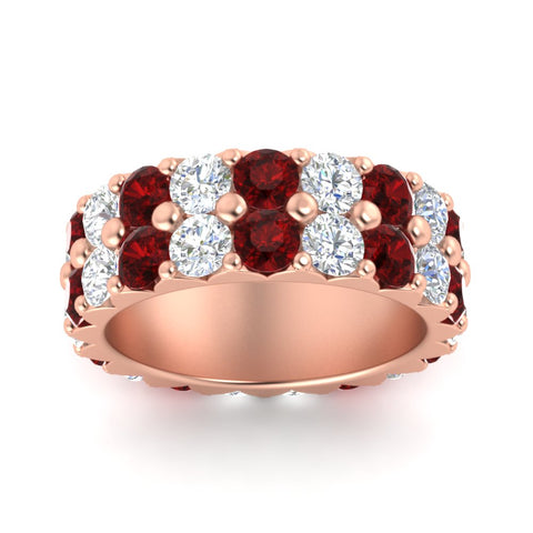 classic-dual-row-diamond-eternity-ring-with-ruby-in-rose-gold-FD11378BGRUDR-3.80CT-NL-RG