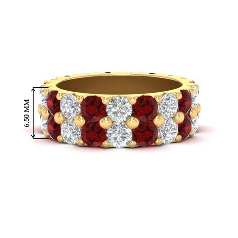 classic-dual-row-diamond-eternity-ring-with-ruby-in-yellow-gold-FD11378BGRUDR-3.80CT-NL-YG