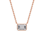 Load image into Gallery viewer, Emerald Diamond Bezel Set Solitaire Pendant
