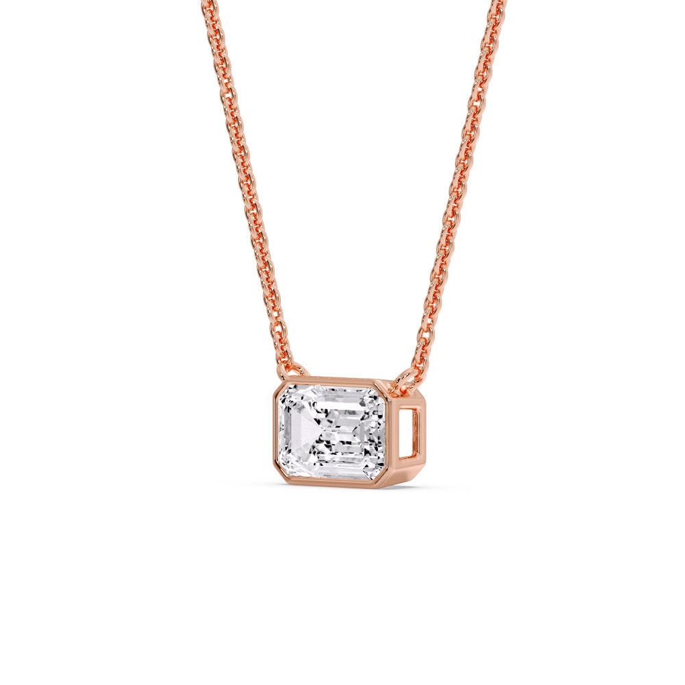 Emerald Diamond Bezel Set Solitaire Pendant